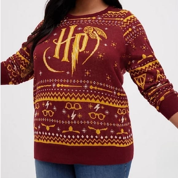 Torrid Harry Potter Jacquard Fair Isle Print Sweater Red M / L - Picture 1 of 7